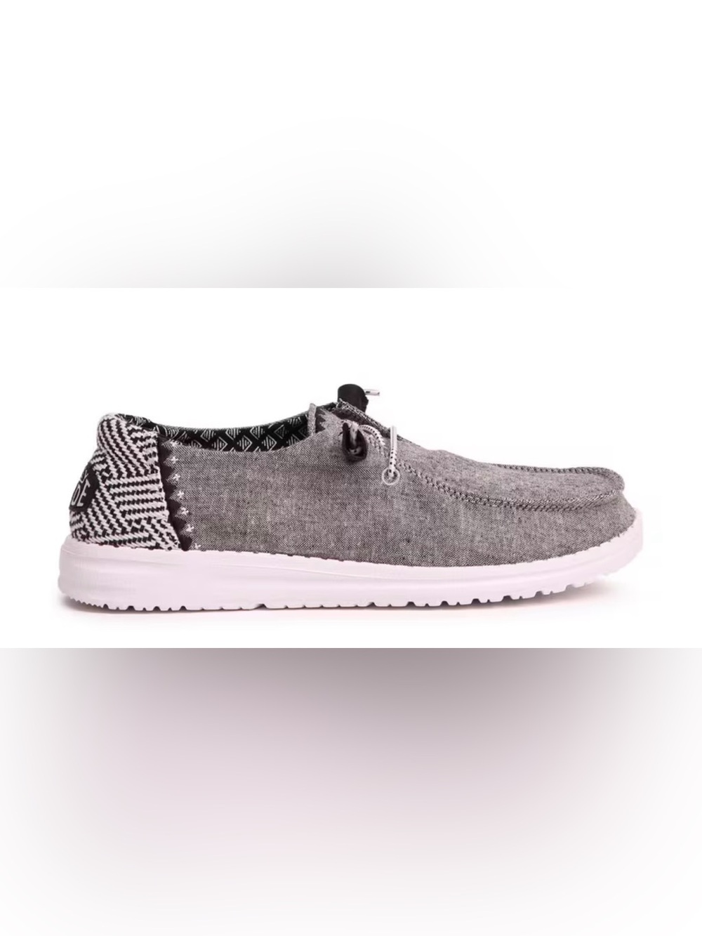 HEY DUDE 10 WENDY ONYX GRAY WHITE CASUAL WALKING SHOES